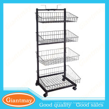wire basket biscuits metal display stand with wheels